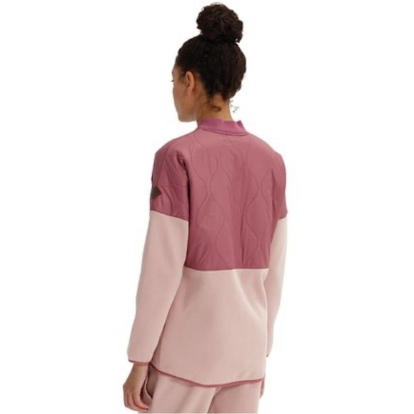 Burton Moonbase Anorak Pullover Womens Sz L Pink Half Zip Fleece Quilted Pockets - Picture 9 of 9